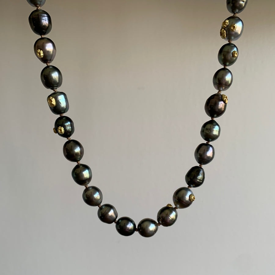 Moonbow Tahitian Pearl Ruthie B. Necklace with Barnacles