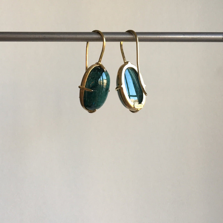 Blue/Green Oval Tourmaline Earrings