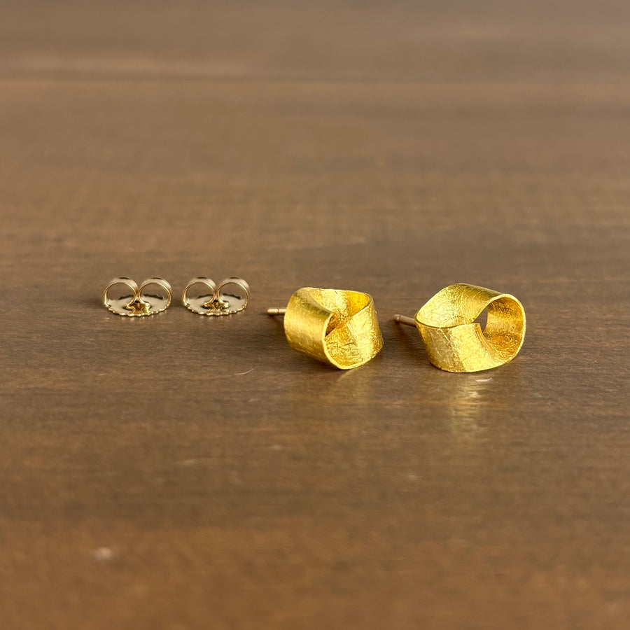 Small Gold Mobius Stud Earrings