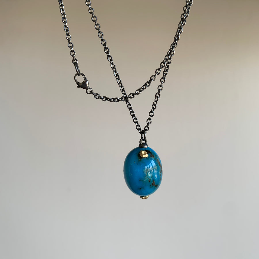 Ocean Views Kingman Turquoise Ruthie B. Necklace with Barnacles