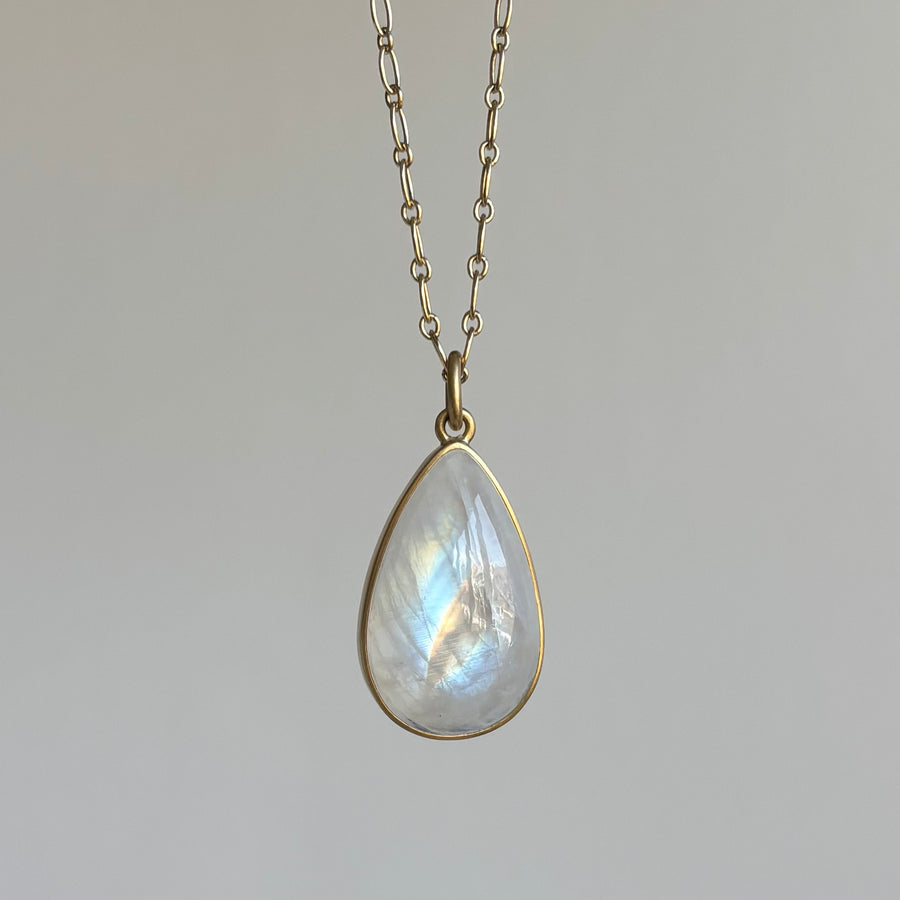 Rainbow Moonstone Teardrop Pendant