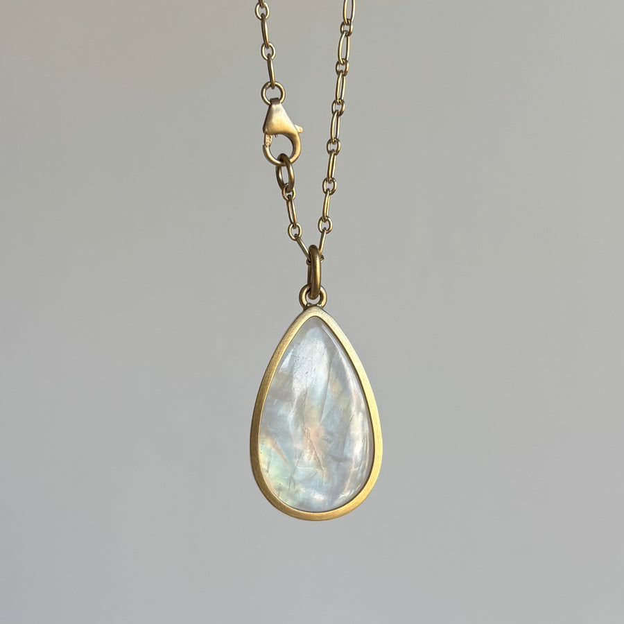 Rainbow Moonstone Teardrop Pendant