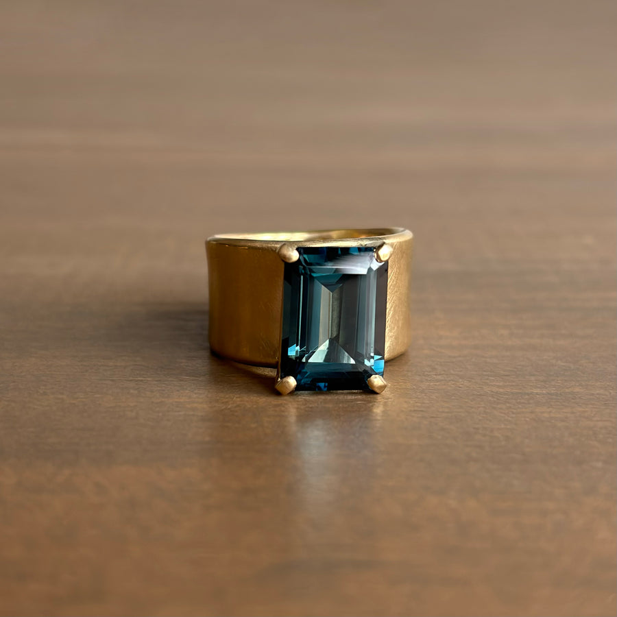 London Blue Topaz Interior Snakeskin Cocktail Ring