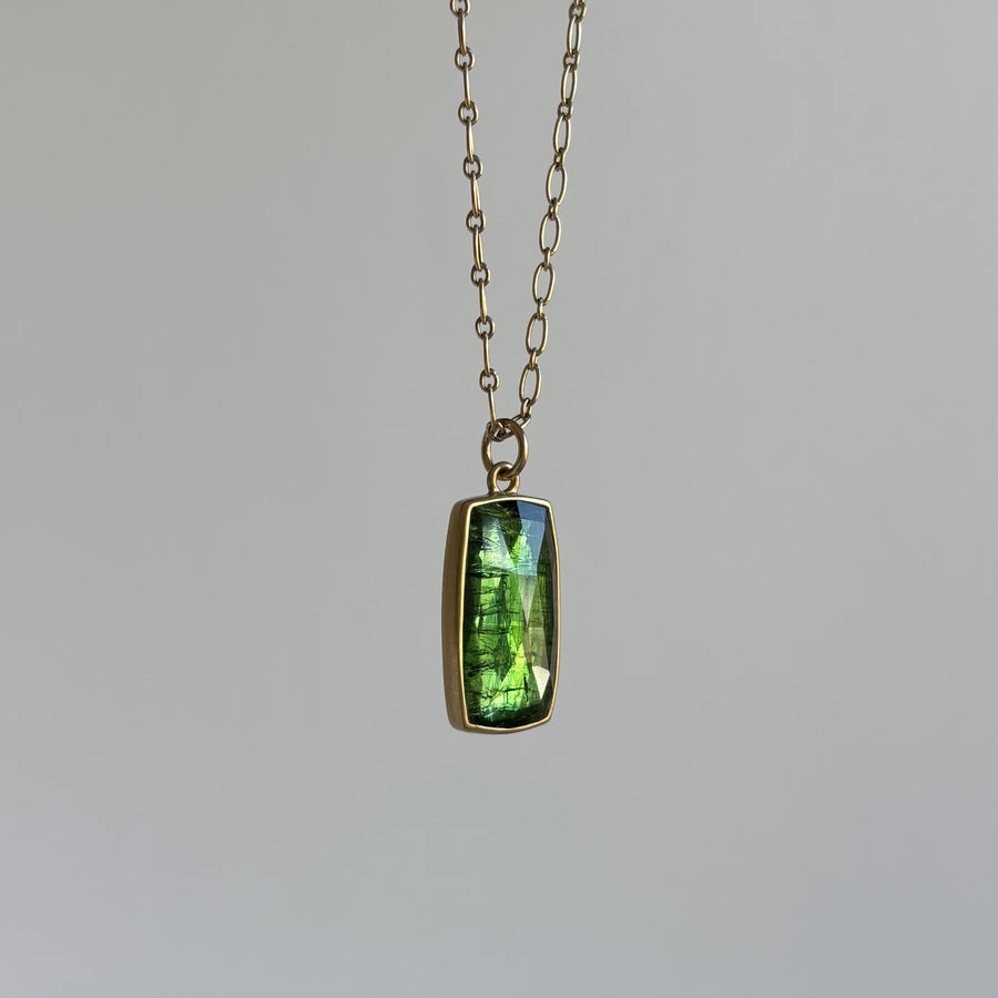Green Tourmaline Rectangle Pendant