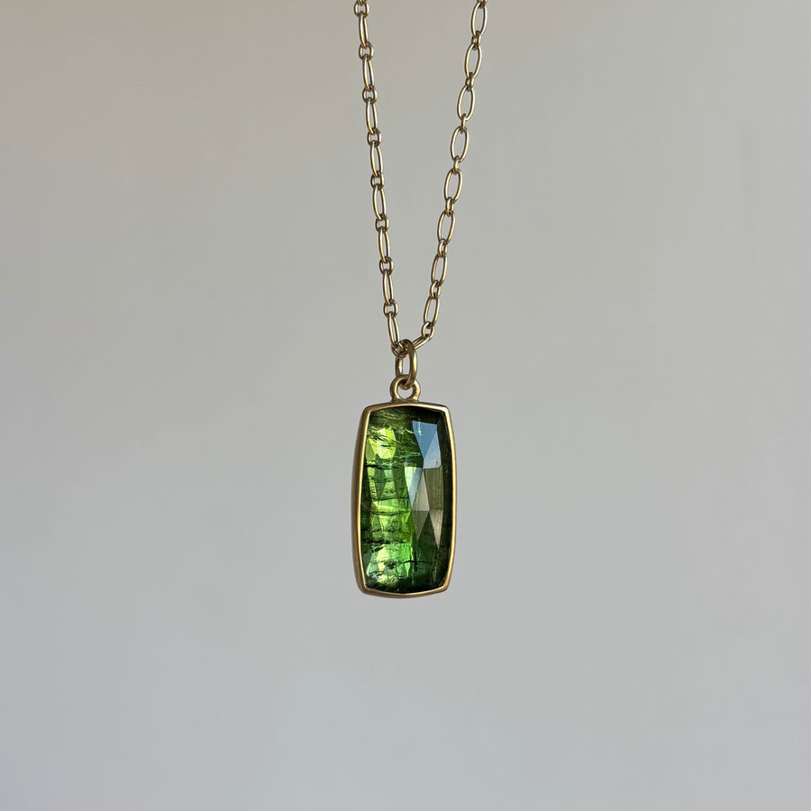 Green Tourmaline Rectangle Pendant