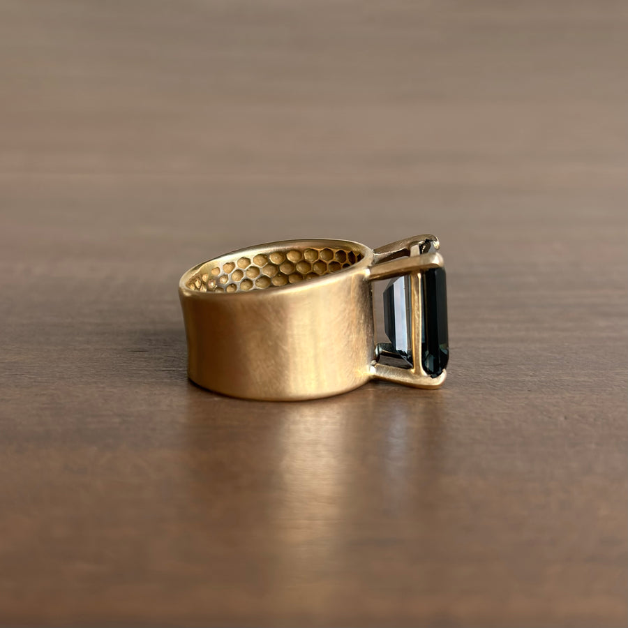 London Blue Topaz Interior Snakeskin Cocktail Ring