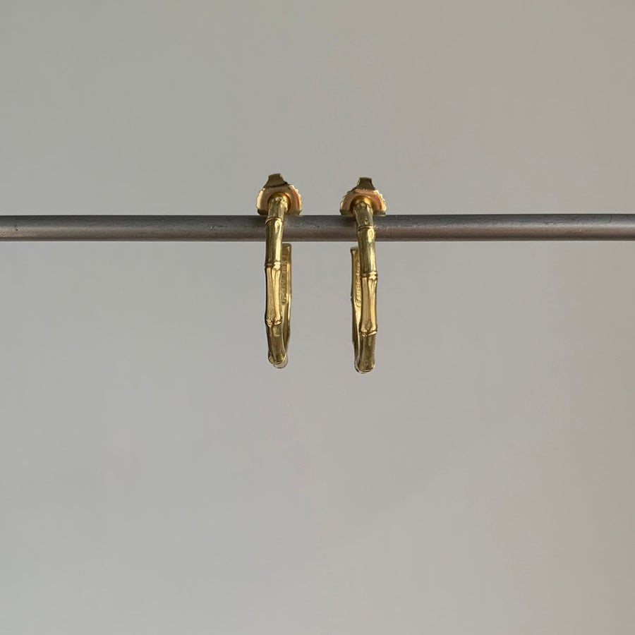 Medium Gold Bamboo Hoop Earrings