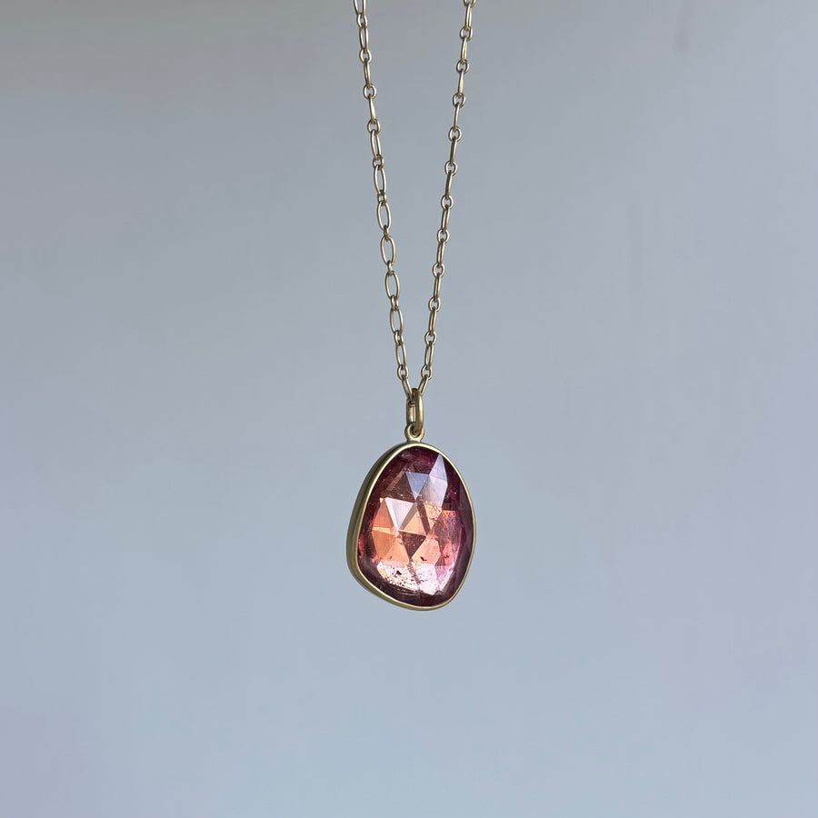 Rosy Peach Tourmaline Pebble Pendant