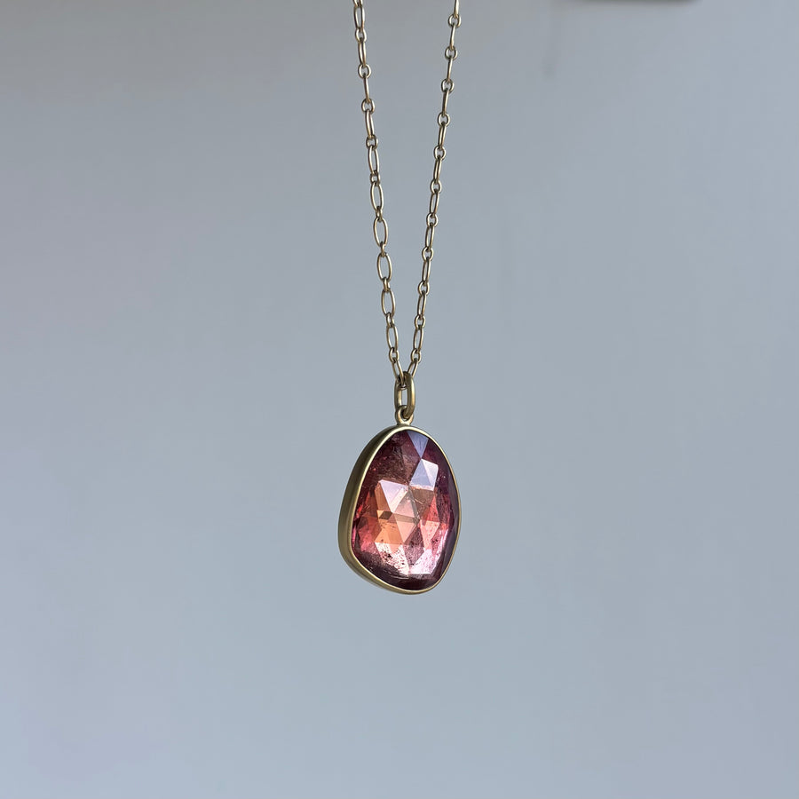 Rosy Peach Tourmaline Pebble Pendant