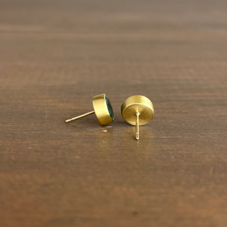 Emerald Trapiche Stud Earrings