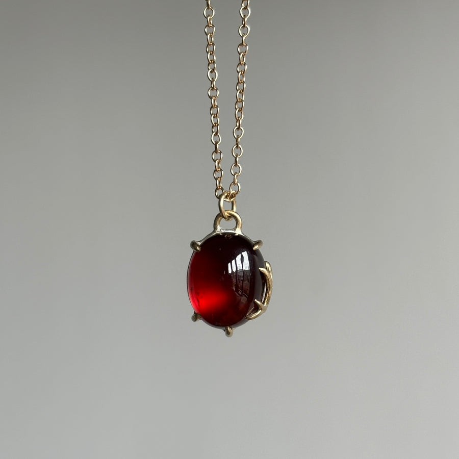 Red Garnet Cabochon Branch Waiting Necklace