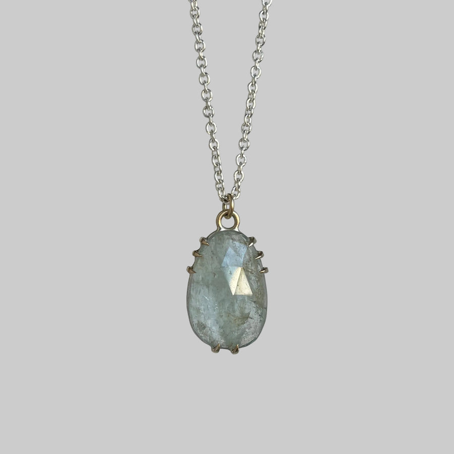 Stratus Aquamarine Vanity Necklace in Mixed Metal hanging view 1