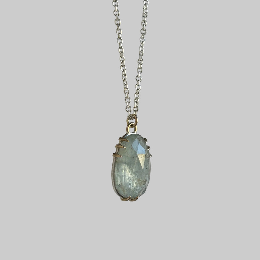 Stratus Aquamarine Vanity Necklace in Mixed Metal hanging view 2