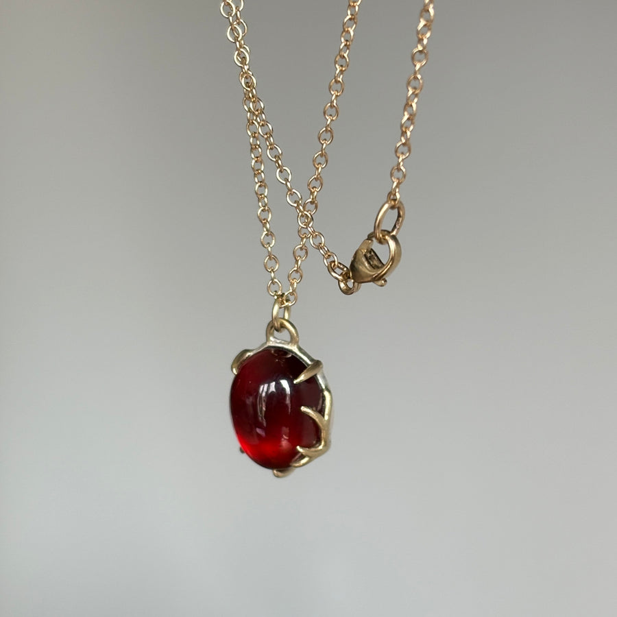 Red Garnet Cabochon Branch Waiting Necklace