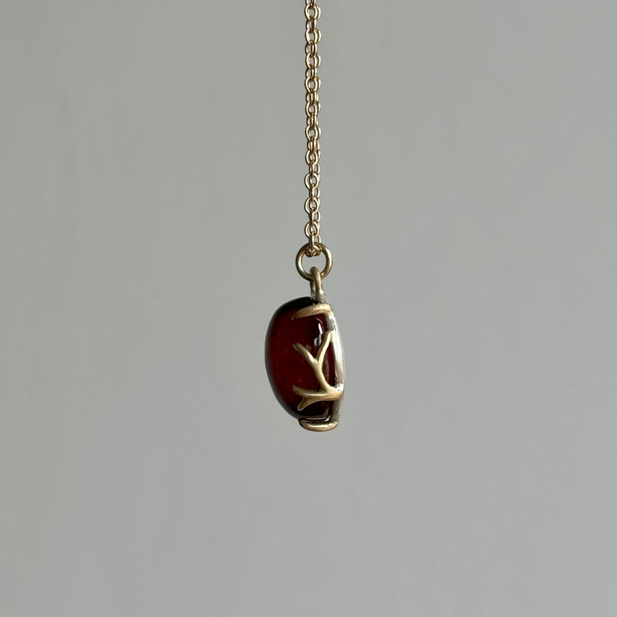 Red Garnet Cabochon Branch Waiting Necklace