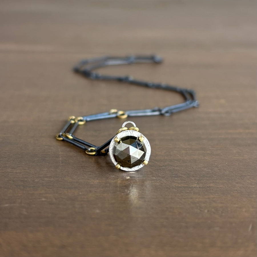 Round Pyrite Prong Set Necklace