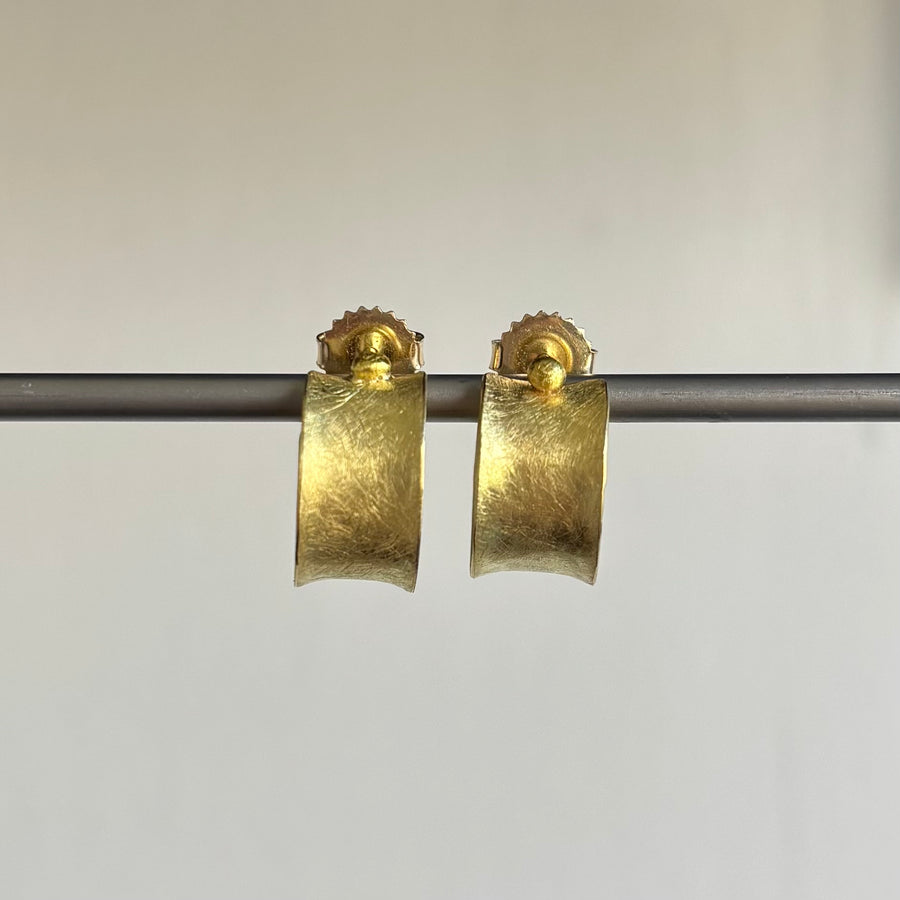 Small Wide Concave Curl Hoop Post Earrings