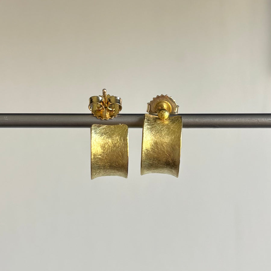 Small Wide Concave Curl Hoop Post Earrings
