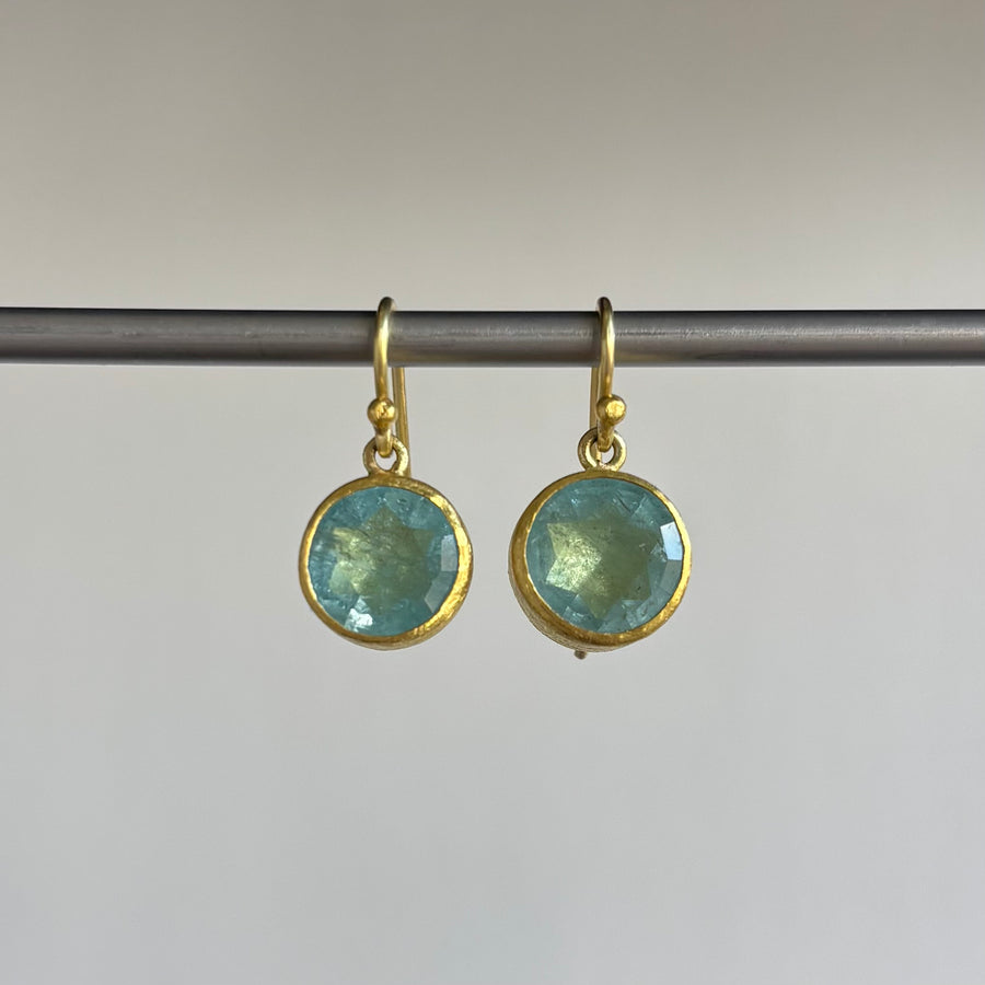 Faceted Round Aquamarine Earrings