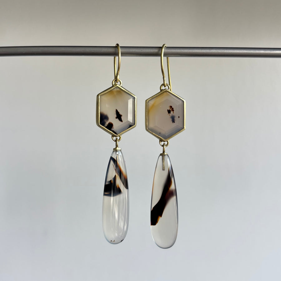 Large Montana Agate Double Drop Earrings