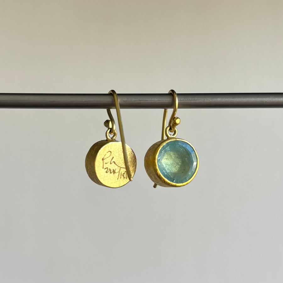 Faceted Round Aquamarine Earrings