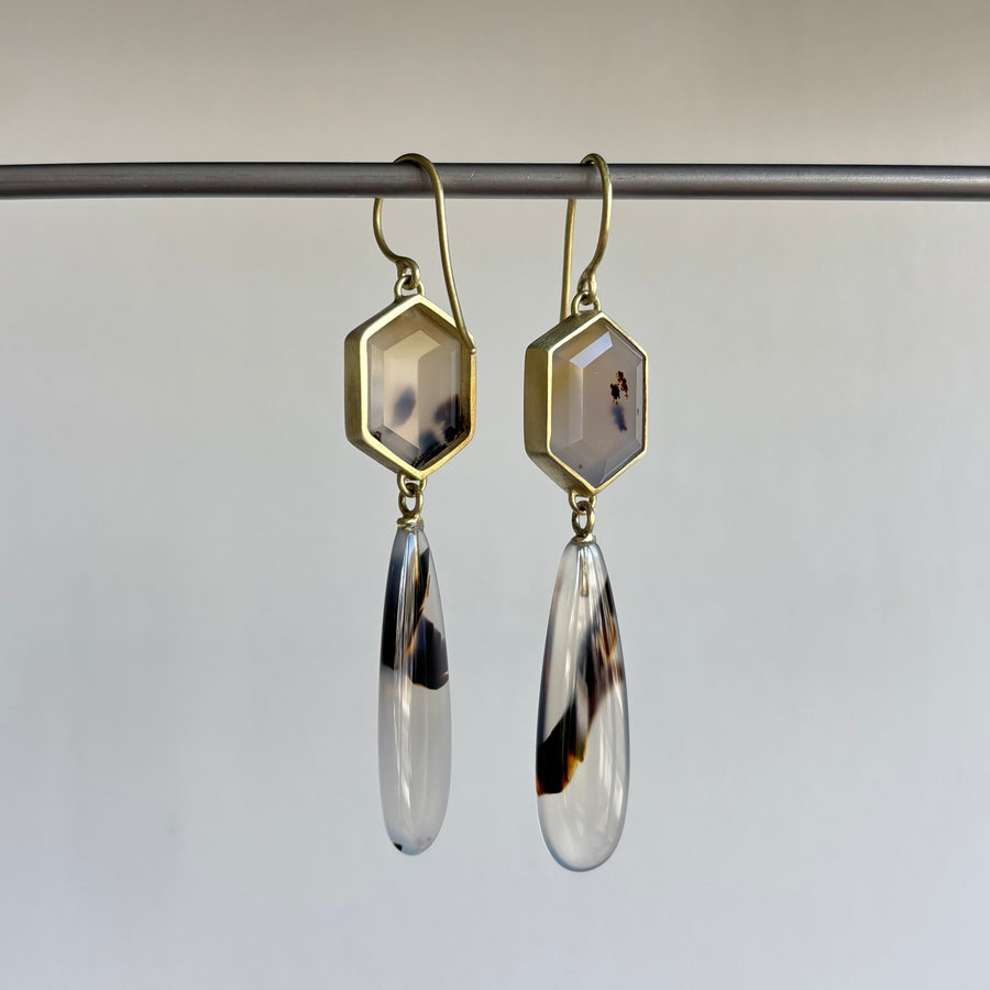 Large Montana Agate Double Drop Earrings