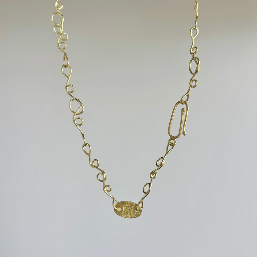Gold Scribble Chain Necklace