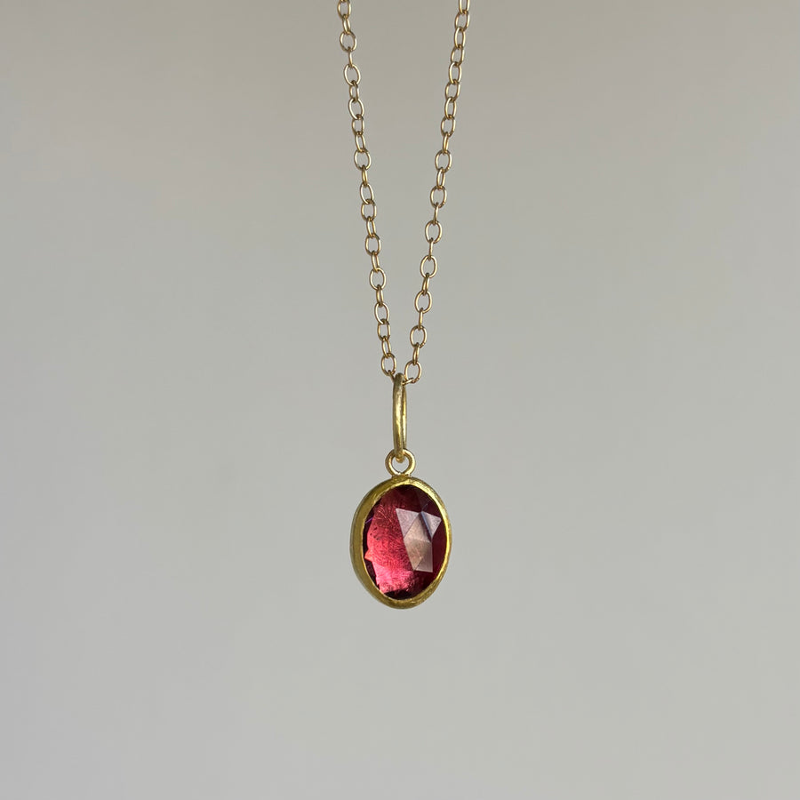 Oval Red Tourmaline Pendant