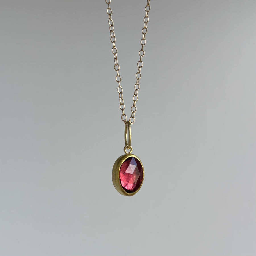 Oval Red Tourmaline Pendant