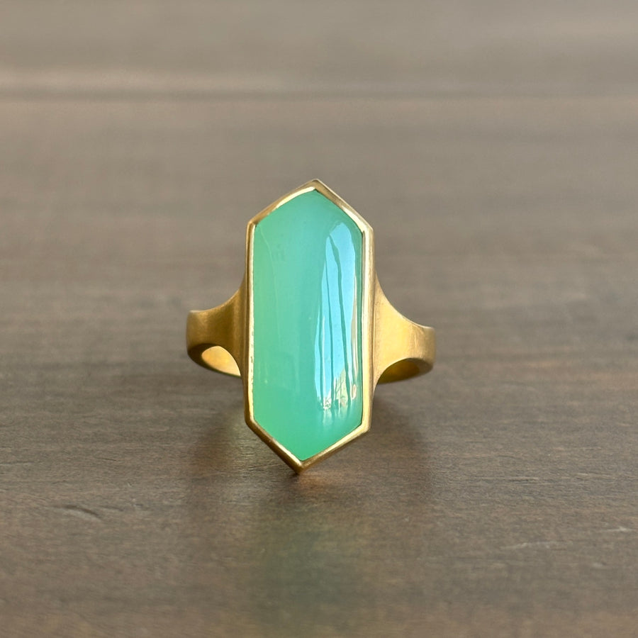 Hexagon Chrysoprase Cast Ring