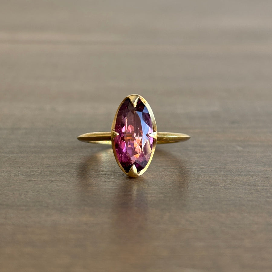 Pink Faceted Tourmaline Claw Ring