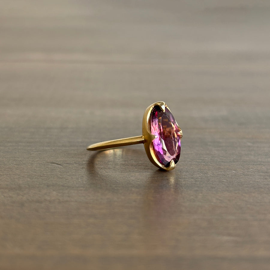 Pink Faceted Tourmaline Claw Ring