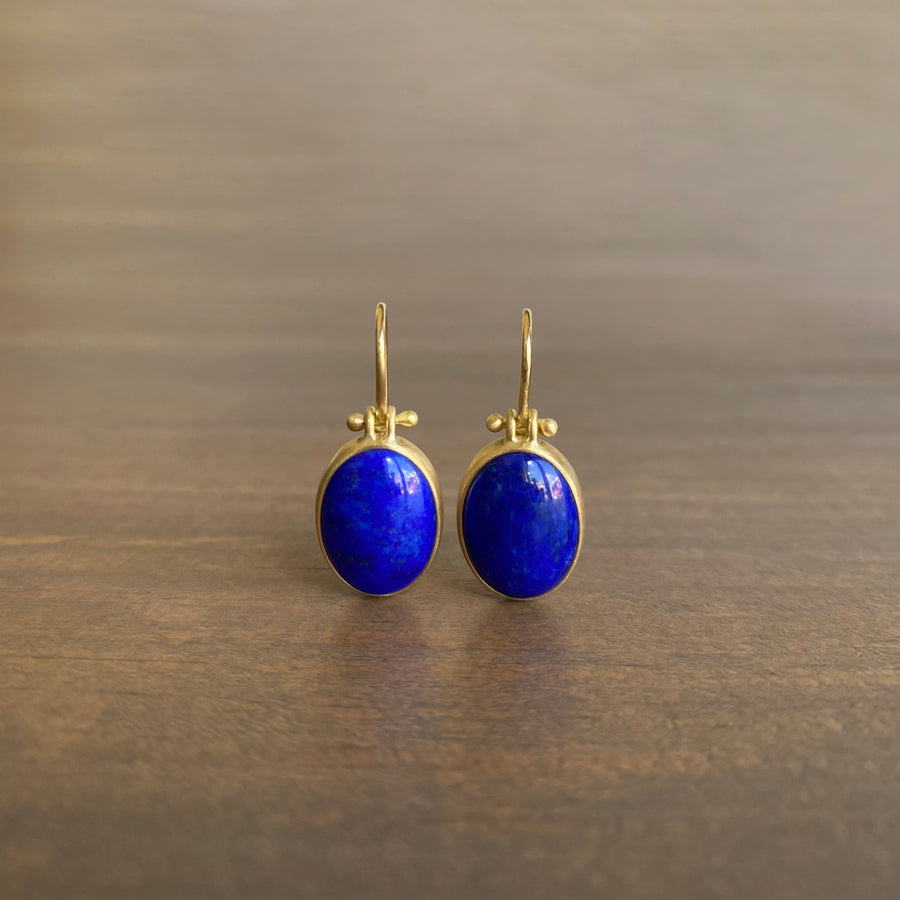 Oval Lapis Lazuli Drop Earrings