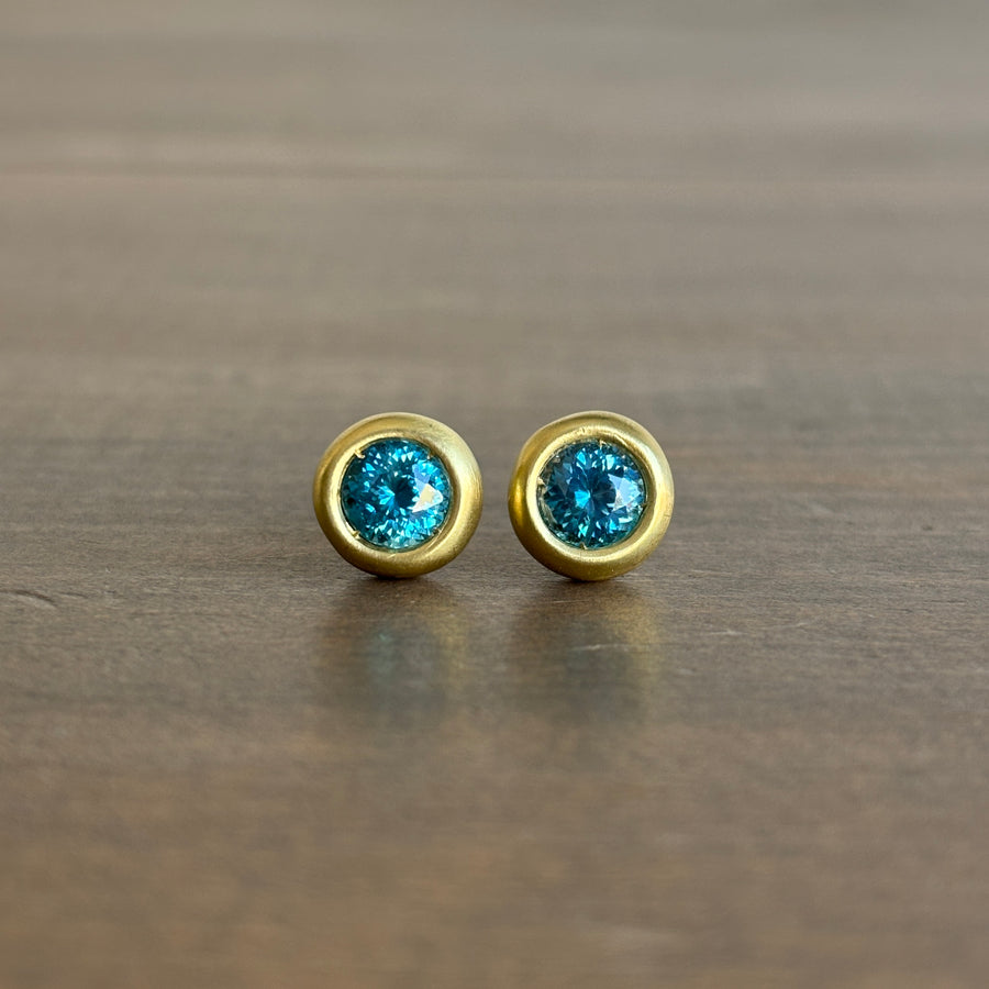Blue Zircon Little Star Earrings