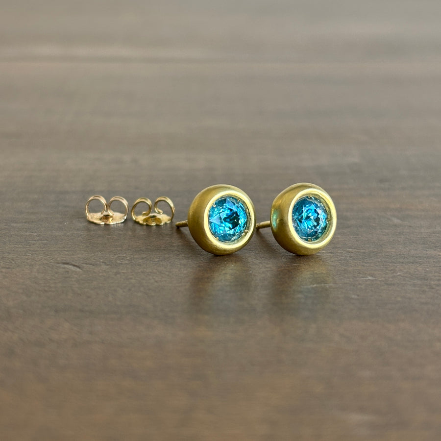Blue Zircon Little Star Earrings