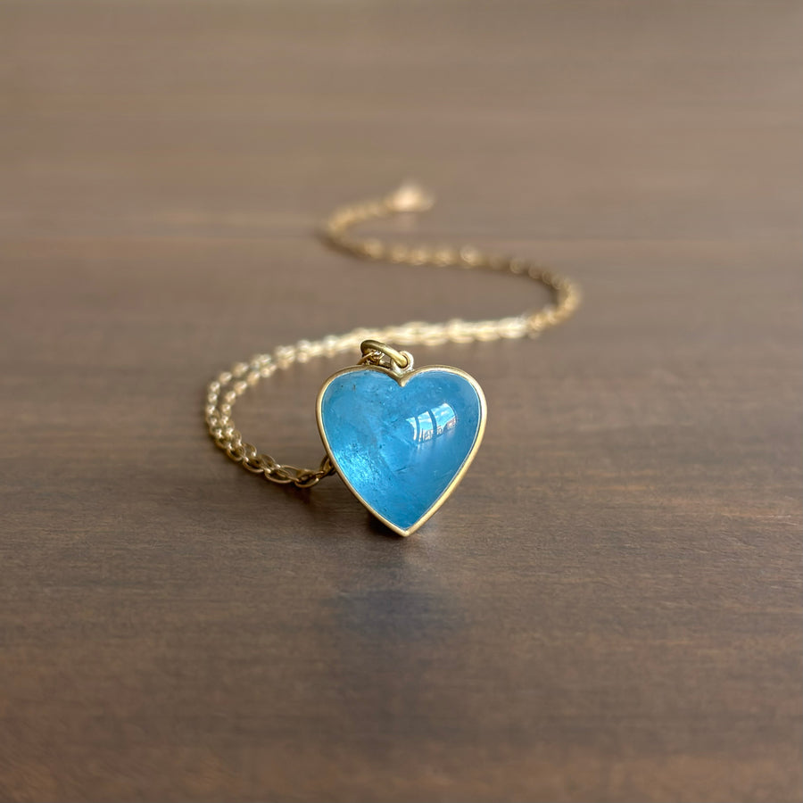 Aquamarine Cabochon Sweetheart Pendant