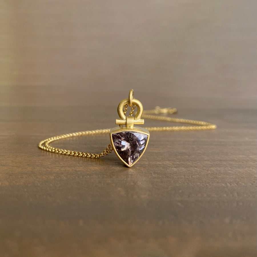 Gray Faceted Tourmaline Trillion Pendant