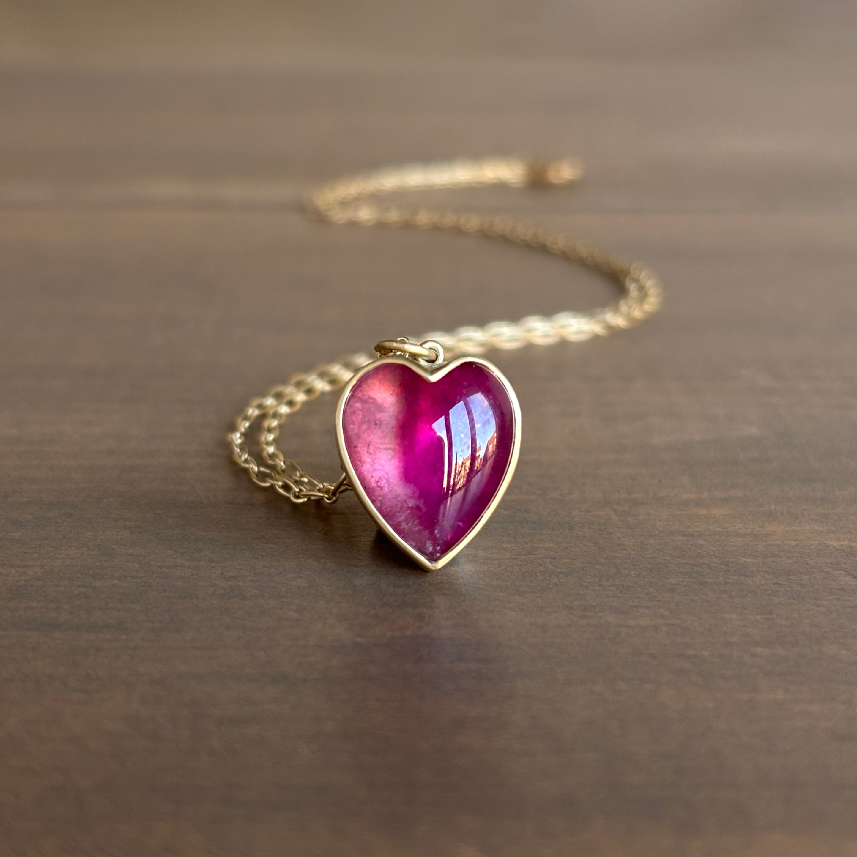 Peachy Pink Tourmaline Cabochon Sweetheart Pendant – Meeka Peachy Pink Tourmaline Cabochon Sweetheart Pendant – Meeka