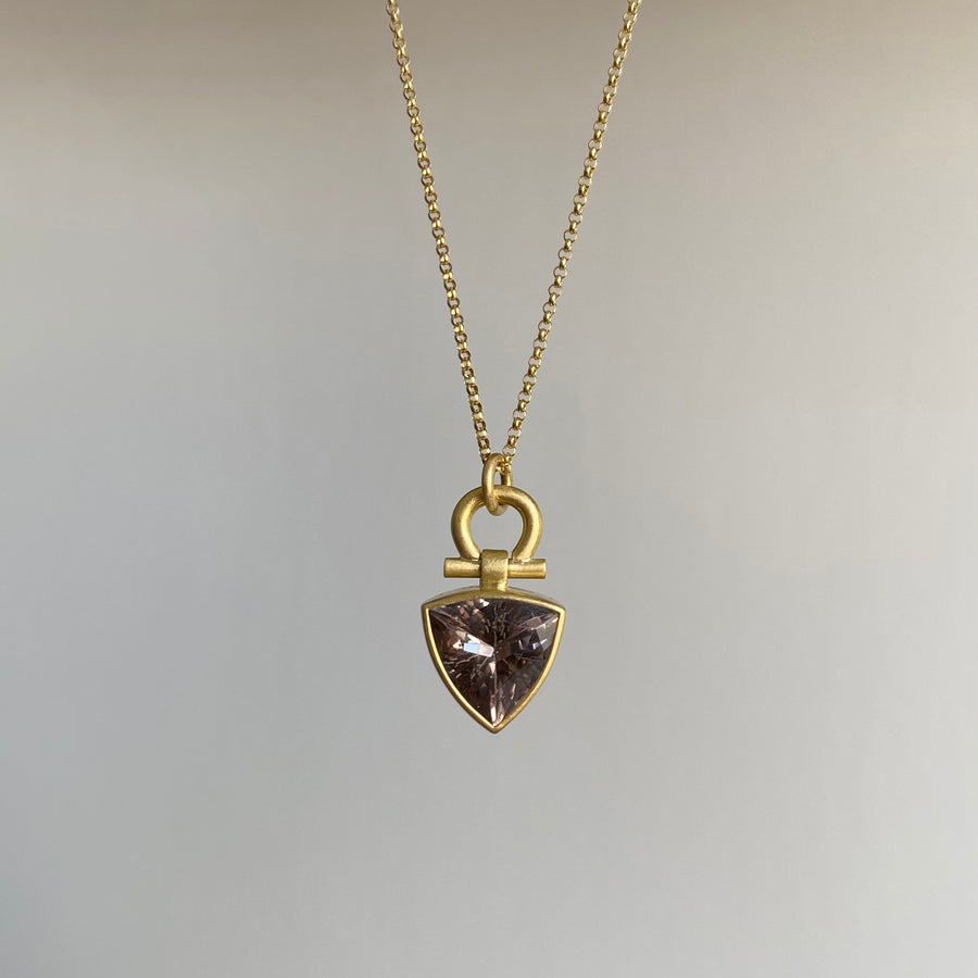 Gray Faceted Tourmaline Trillion Pendant
