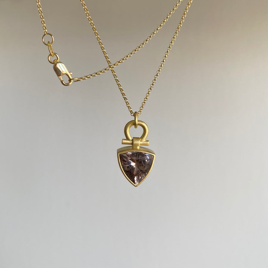 Gray Faceted Tourmaline Trillion Pendant