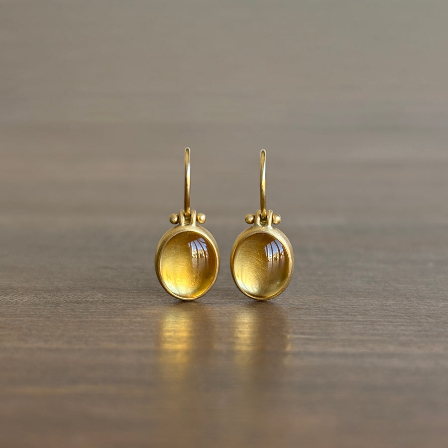 Golden Citrine Oval Earrings