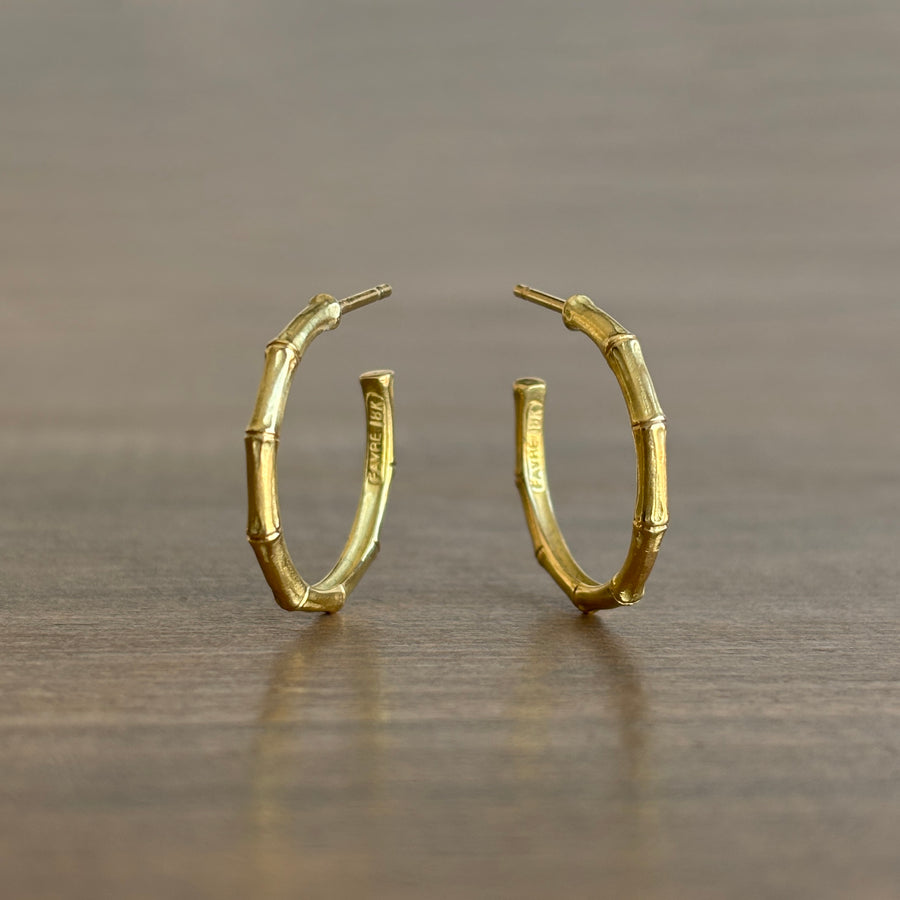 Medium Gold Bamboo Hoop Earrings