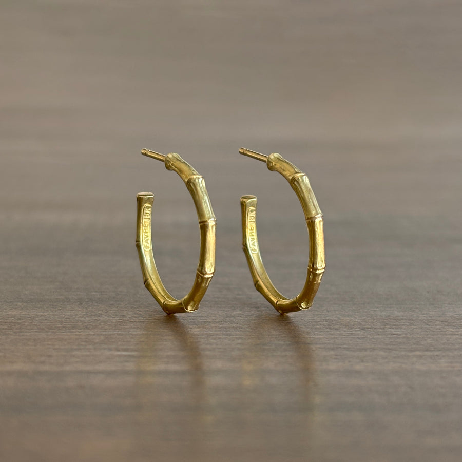 Medium Gold Bamboo Hoop Earrings