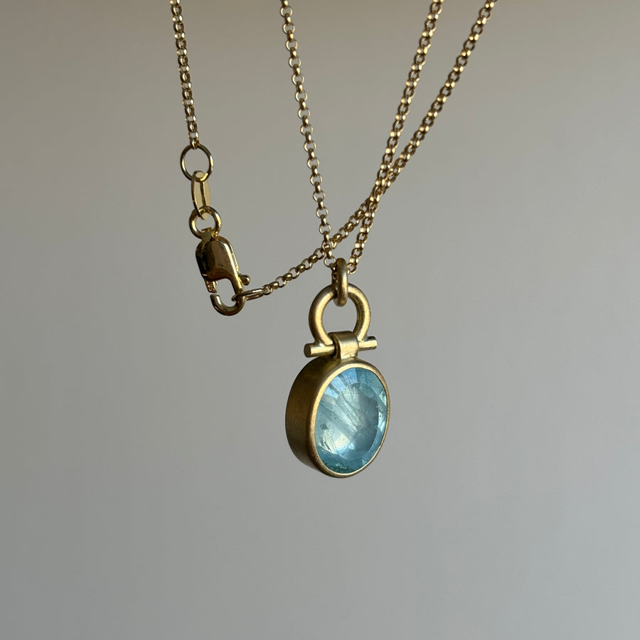 Oval Table Cut Aquamarine Pendant