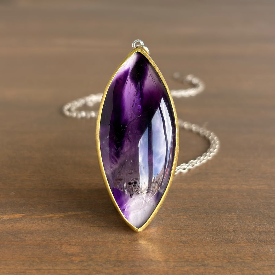 Large Amethyst Marquise Cabochon Pendant