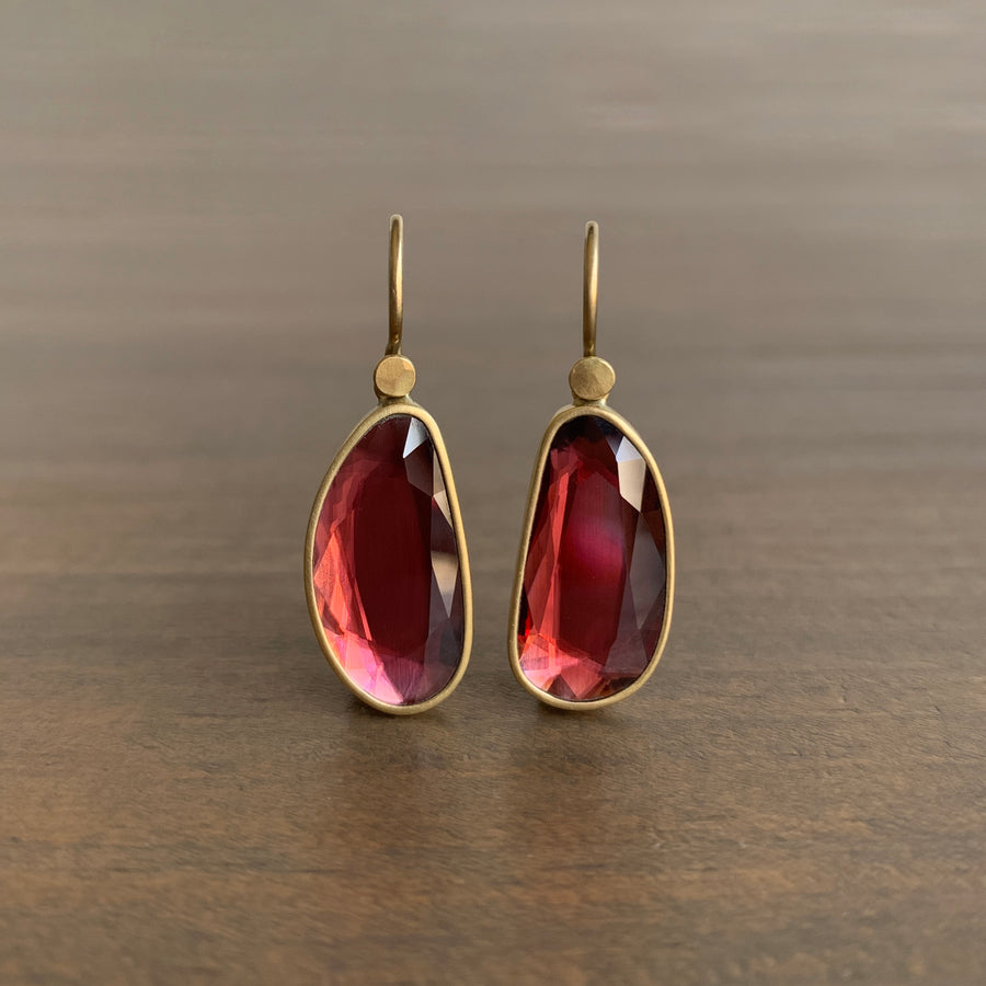 Long Garnet Sequin Pebble Drop Earrings