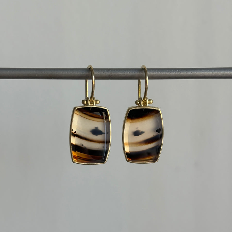 Cushion Cut Montana Agate Stained Glass Earrings