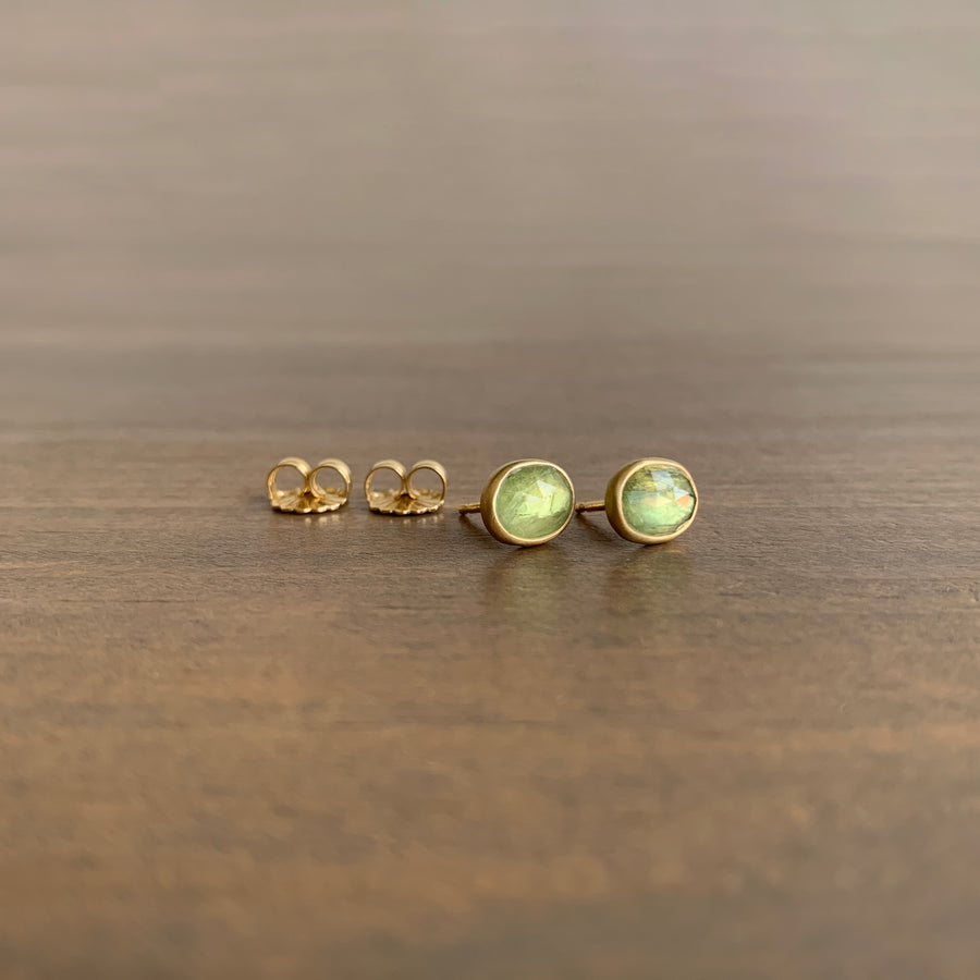 Oval Natural Lime-Aid Umba Sapphire Stud Earrings