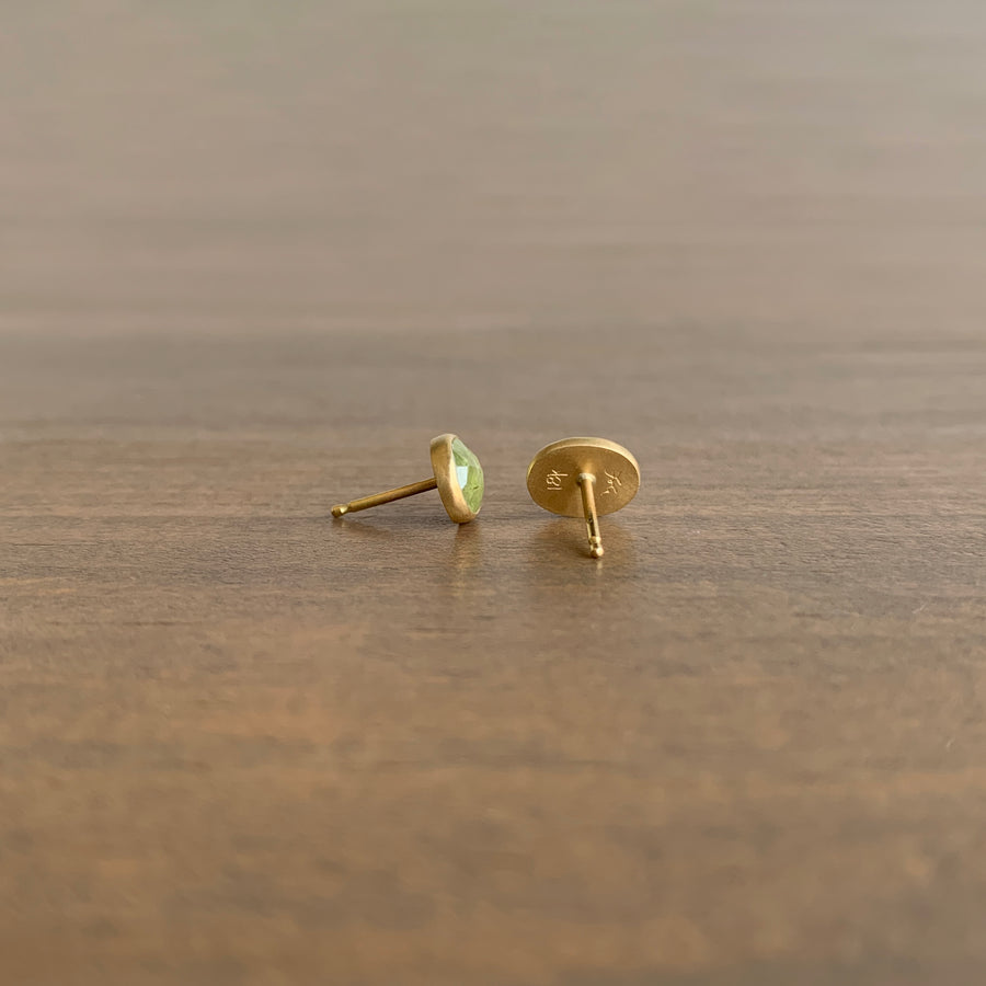 Oval Natural Lime-Aid Umba Sapphire Stud Earrings