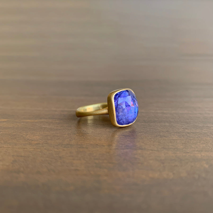 Tanzanite Rose Cut Cushion Ring